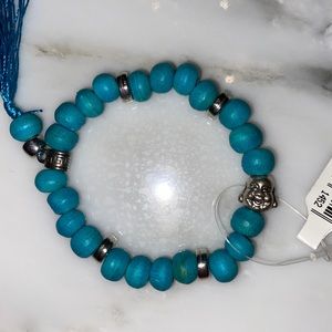 Blue Buddha Bead Tassel Bracelet
